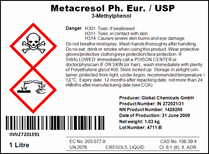 Metacresol-Etikett